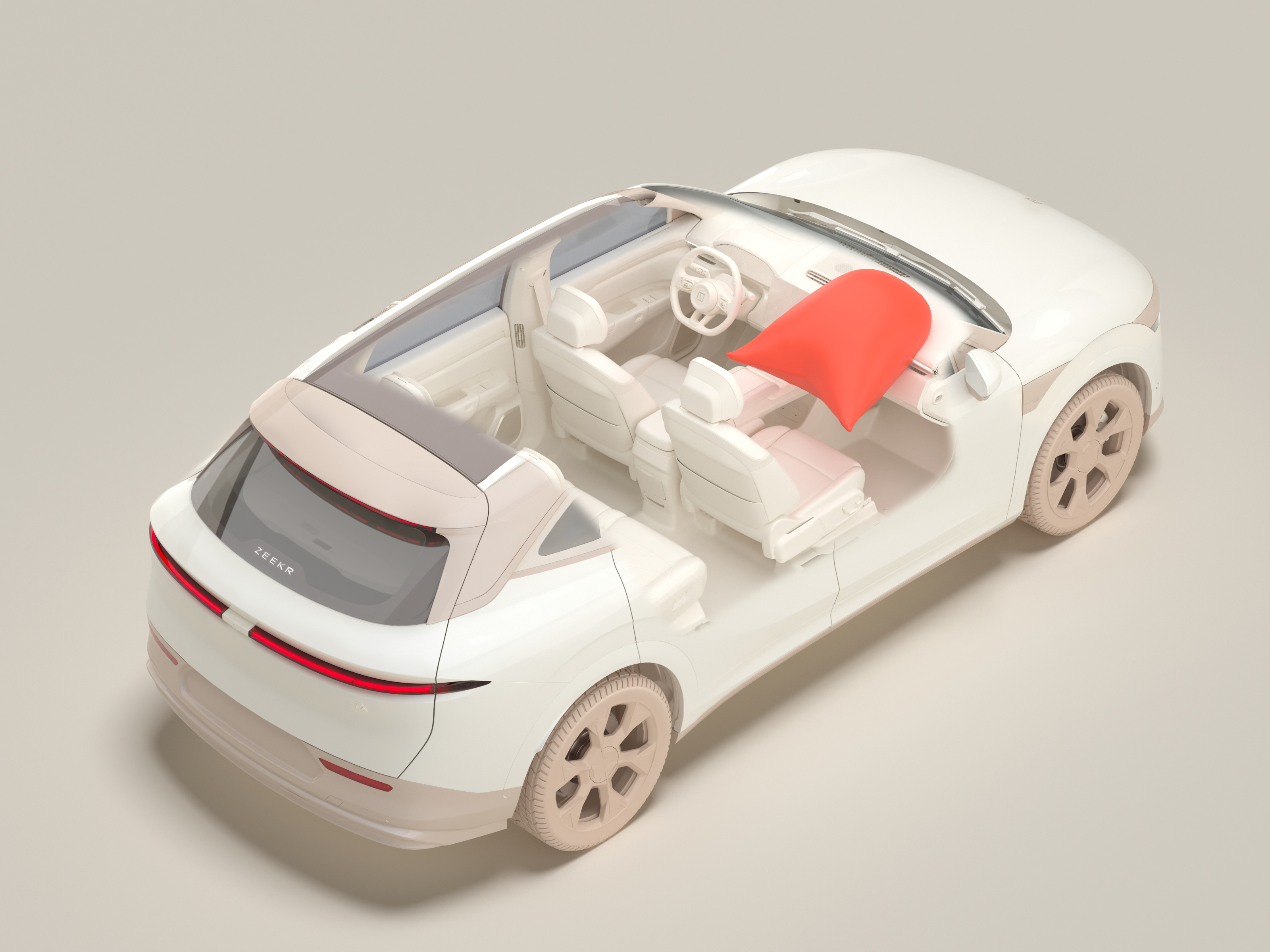 Beifahrer-Airbag hinter der Verkleidung über dem Handschuhfach