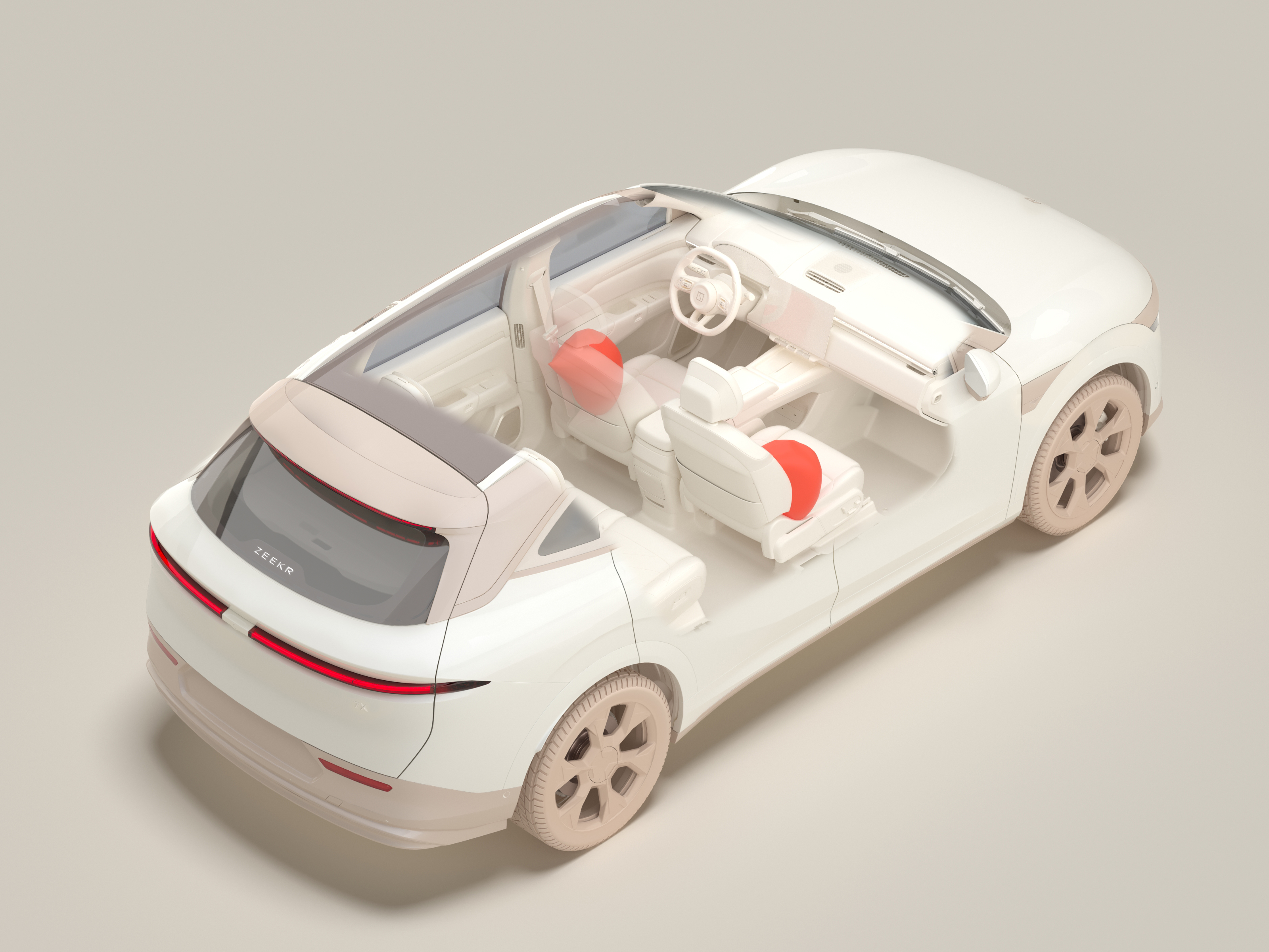 Vorderer Seiten-Airbag im äußeren unteren Teil des Rückenlehnenrahmens