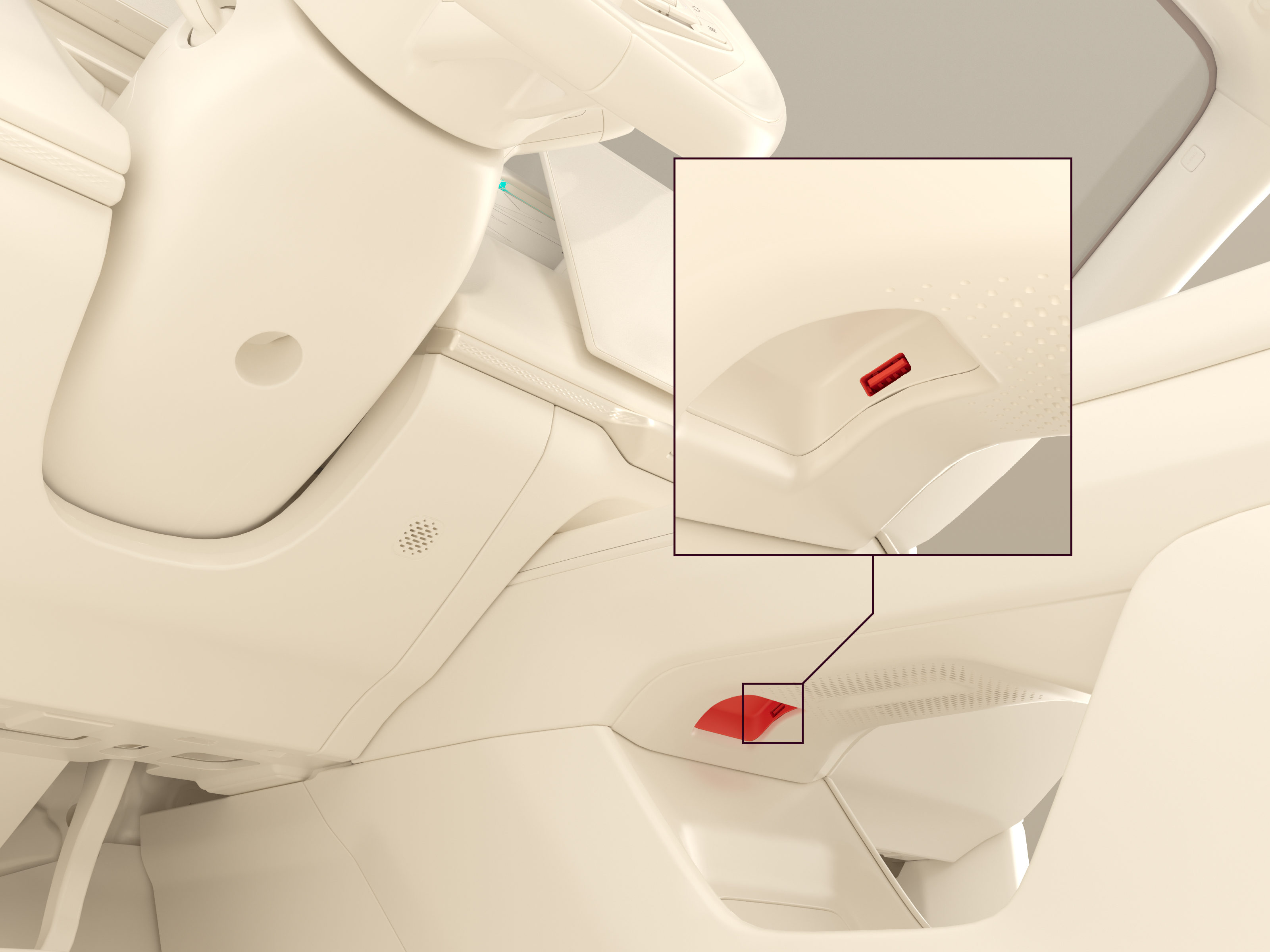 USB-A-Anschluss unter der Tunnelkonsole